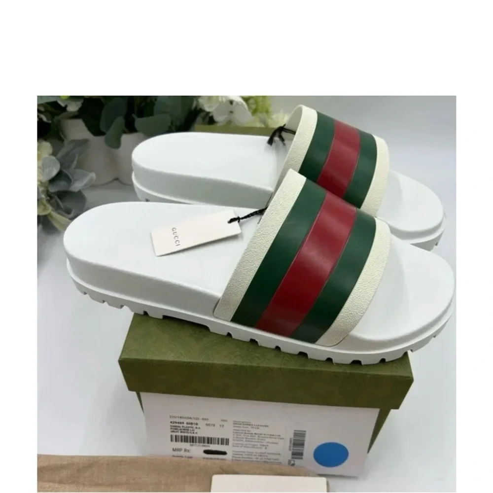 Gucci web slide sandals size 12 made in Italy - Picture 7 of 8